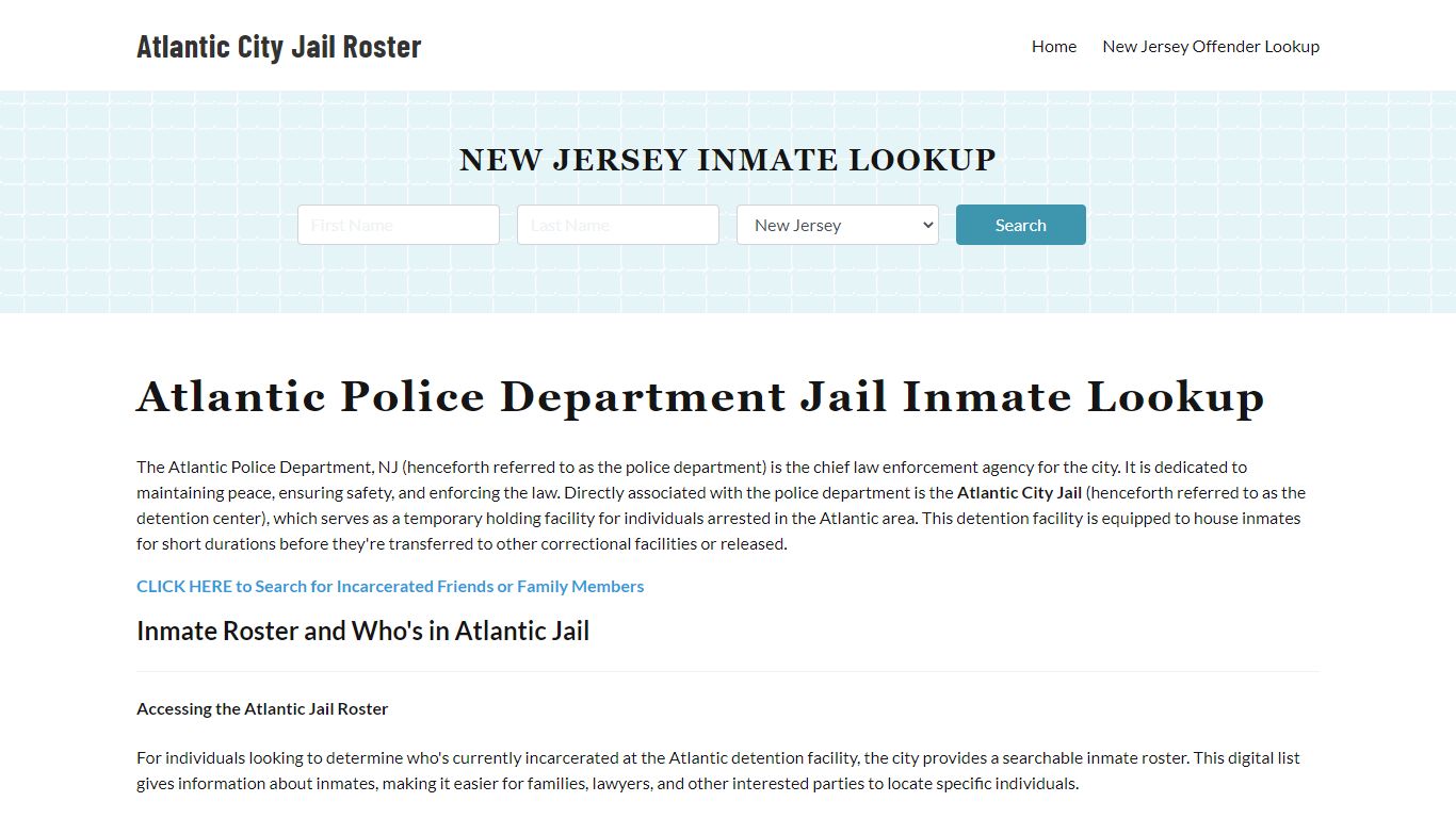 Atlantic Police Department & City Jail, NJ Inmate Roster, Arrests, Mugshots