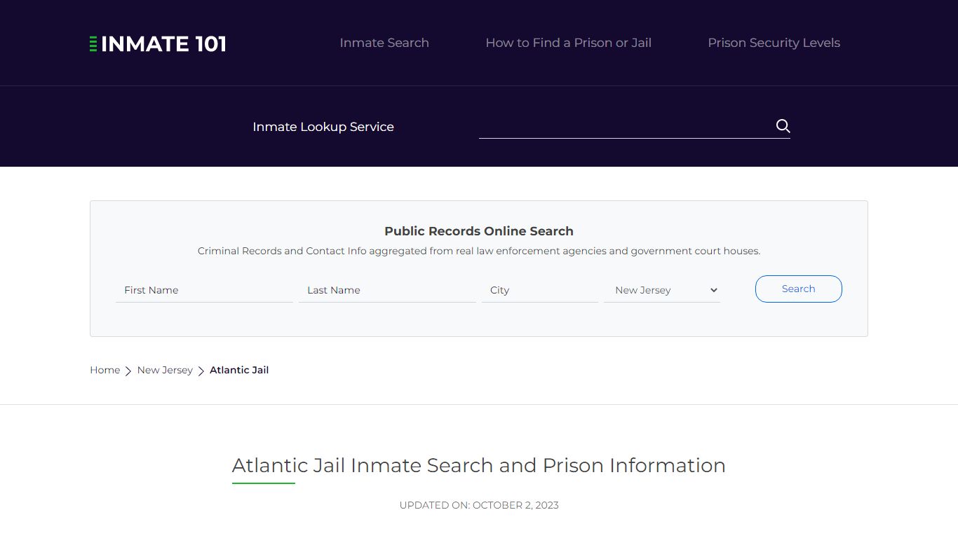 Atlantic Jail Inmate Search and Prison Information
