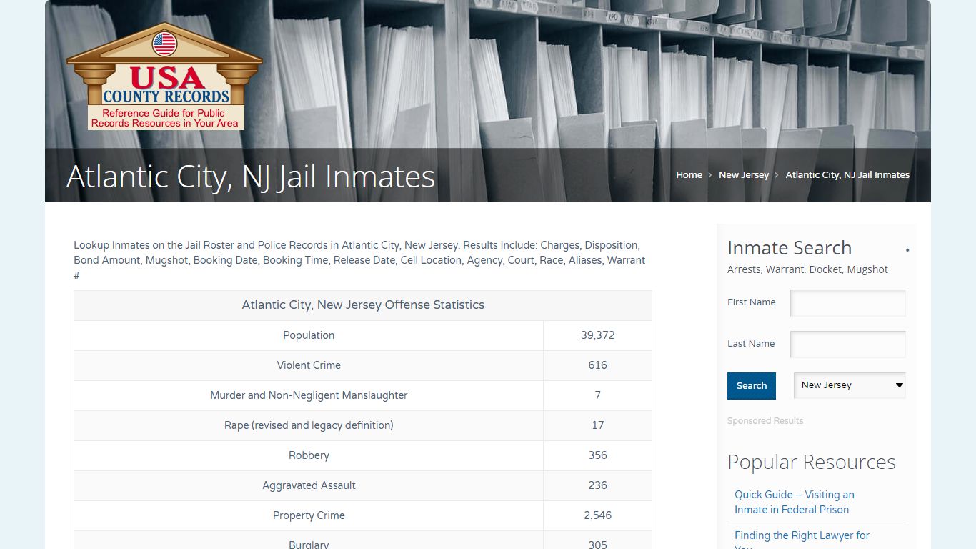 Atlantic City, NJ Jail Inmates | Name Search